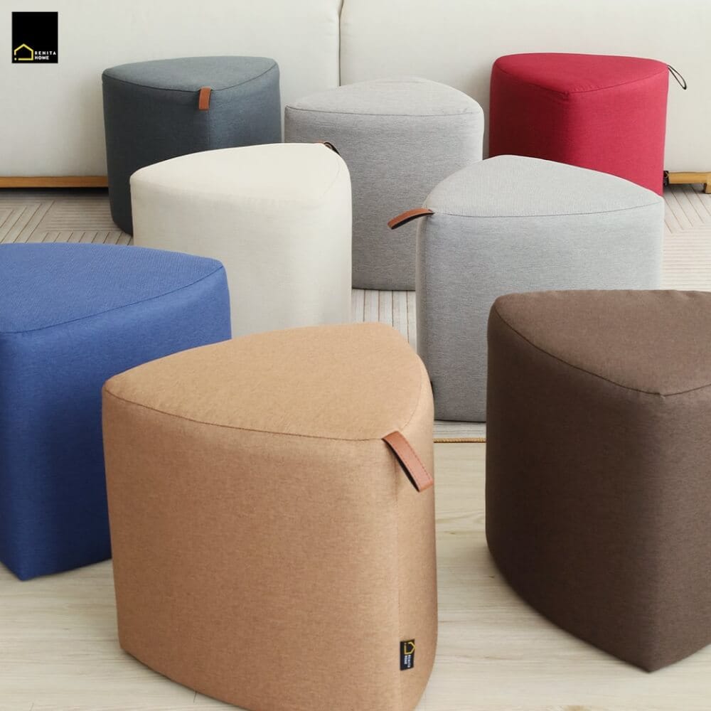 สตูลทรงสามเหลี่ยม RENITA HOME PEBBLE STOOL สีครีม 40x40ซม._1